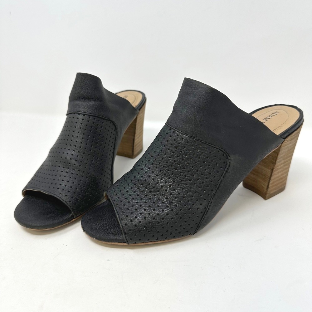 Adam Tucker Molly Open Toe Mules Leather Black 7.5